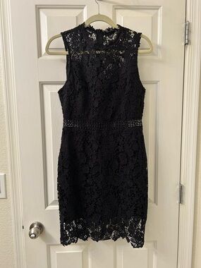 Sleeveless Black Lace Dress - Elegant Cocktail Style